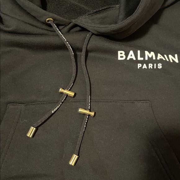 Balmain Black Cropped Hoodie - Picture 6 of 10